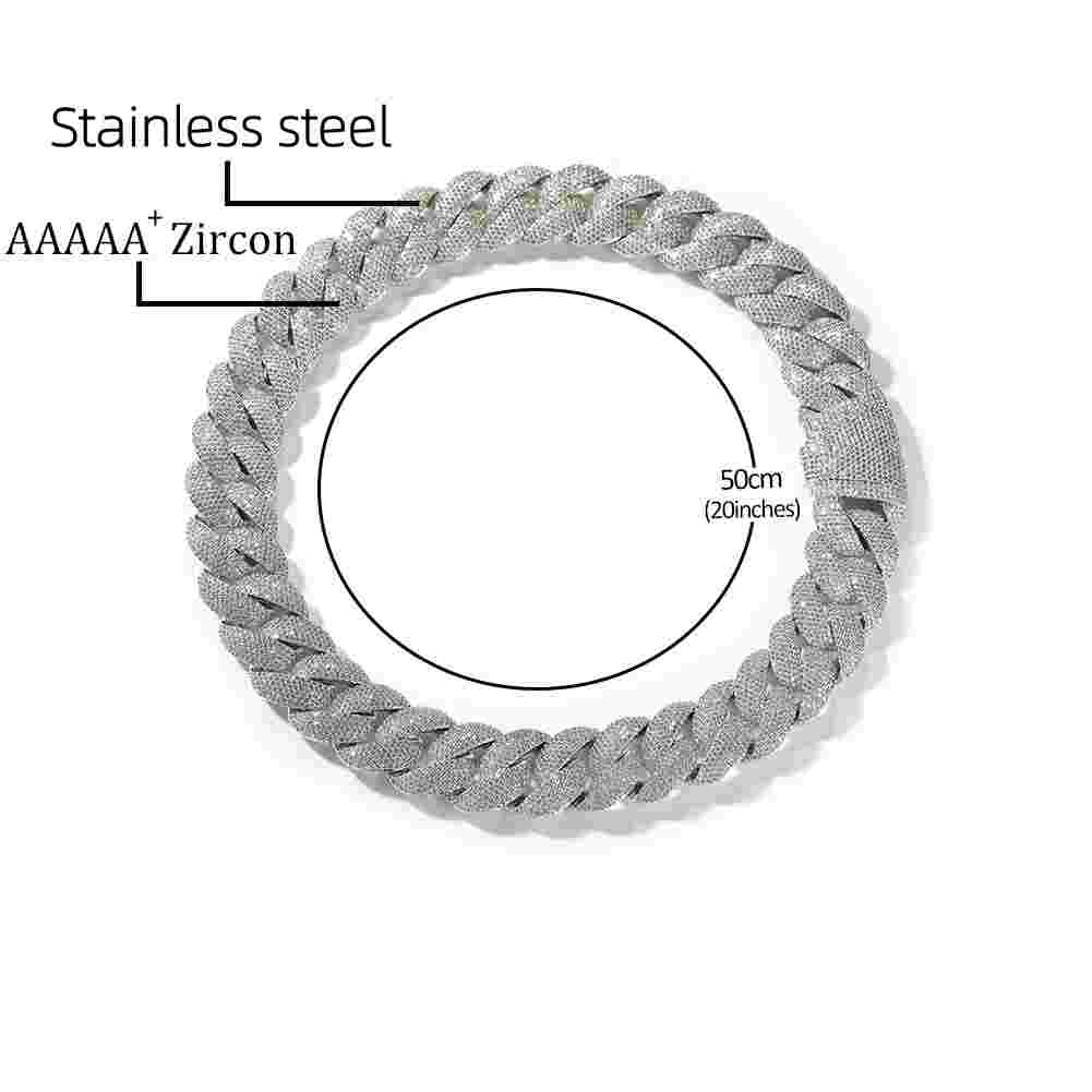 15mm Heavy Bubble Cuban Necklace Micro Paved Out Cubic Zirconia Fashion HipHop Jewelry For Party Gift