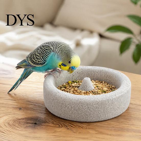 Spill Proof Parrot Dish Pumice Stone Bowl, Bird Water Durable Food Dish, Cage Feeder for Cockatoo Cockatiel Conure Parakeet Non Stick Waterer