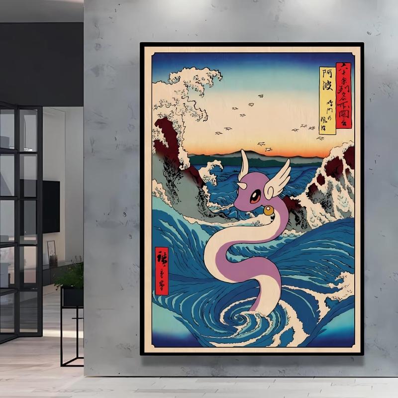Leinwand Kunstwerk Malerei Pokemon Schiggy Poster Cartoon Bild Klassisch Haus Schlafzimmer Dekoration Gemälde Kindergeschenk