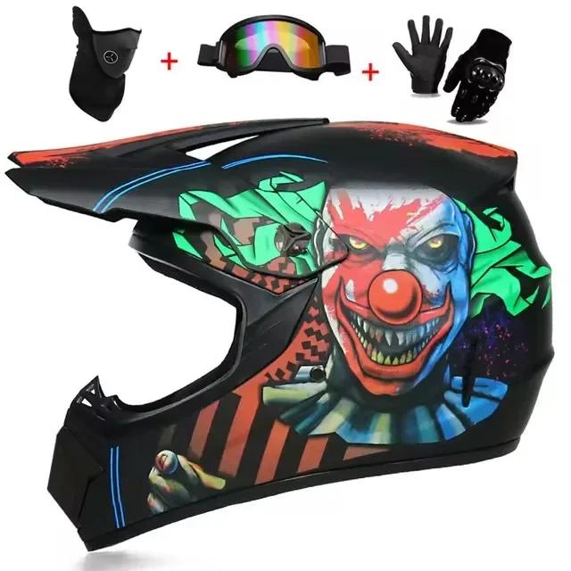 Full Face Motocross Helmet Kit Dot/Ece - For Adults & Youth - Comes With Mx Goggles & Gloves