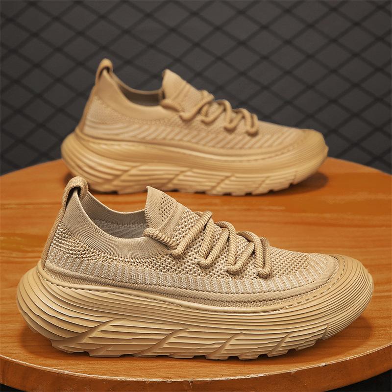 Men's Shoes Summer Breathable Mesh Casual Sports Mesh Shoes Lazy Soft Sole Black Flat Socks Shoes