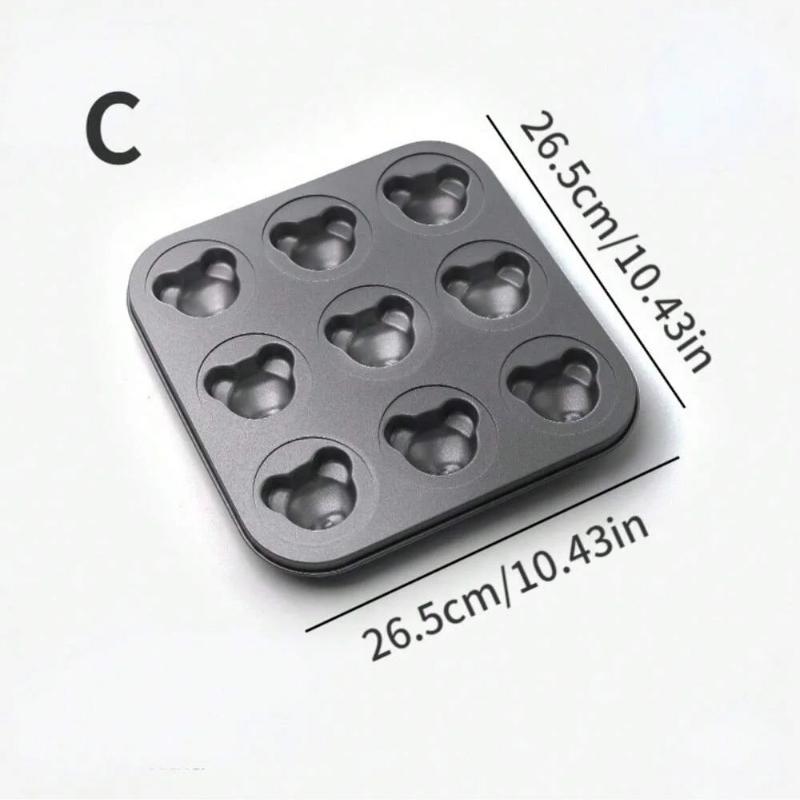 Cute Cartoon Bear Baking Mold 4 Cavities Baking Tray Non-stick Carbon Steel Tray DIY Decorative Cookies Mould Baking Supplies