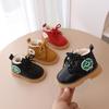 Botas Curtas de Desenho Animado, Botas Martin para Outono/Inverno, Botas de Couro para Meninos e Meninas de 0-1-2 Anos, Botas Espessas de Algodão com Forro de Lã.