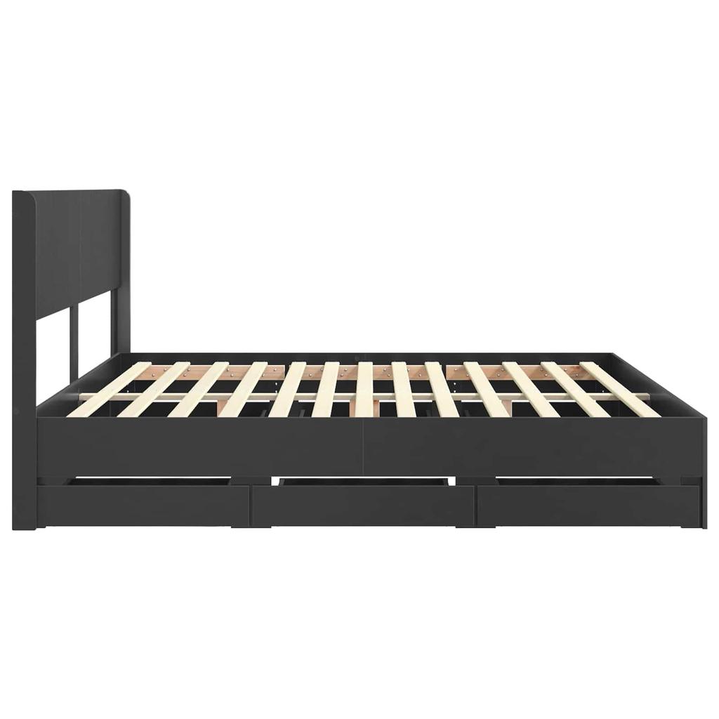 Bed Frame with Storage and Headboard Black 180 X 200 Cm