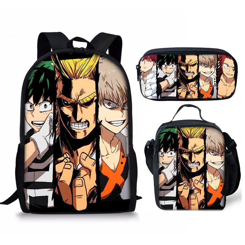 My Hero Academia Schülerrucksack mit Polyesterfutter und Anime-Cartoon-Design für Teenager