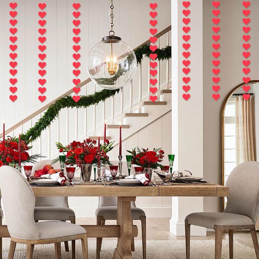 8Pcs Portable Valentine's Day Hanging Swirls Elegant Heart Ceiling Heart Streamers for Party and Home Decoration