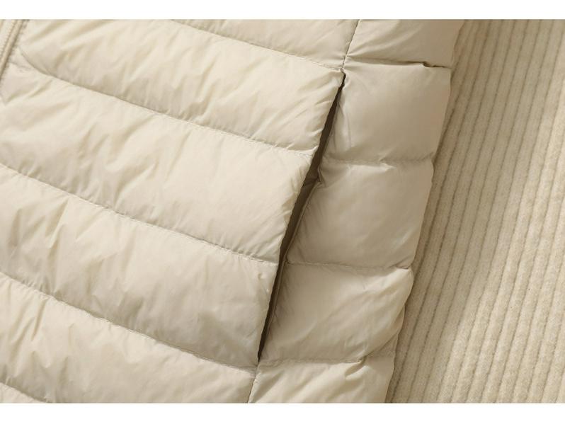 Damen Schlankmachende Leichte Daunenweste, Mittellange Sportjacke & Mütze für Herbst/Winter - Übergröße Verfügbar