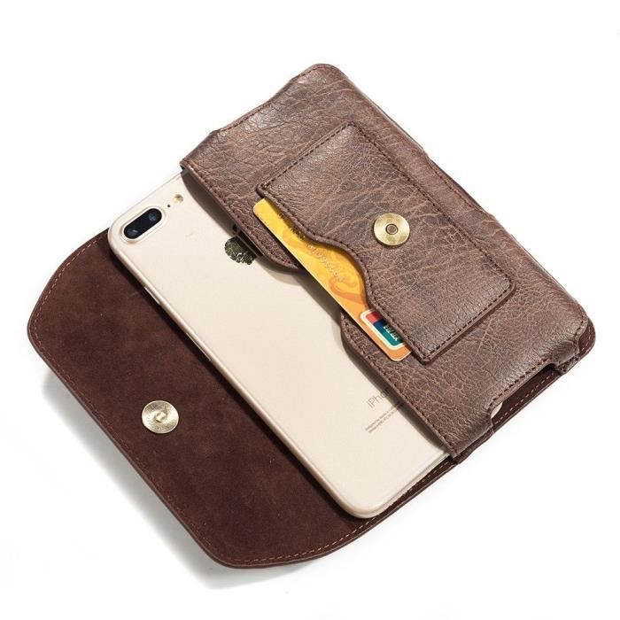Clip De Ceinture Horizontale En Cuir - APPLE - iPhone 8 - Marron - Fermeture Magnétique - Porte-écouteurs