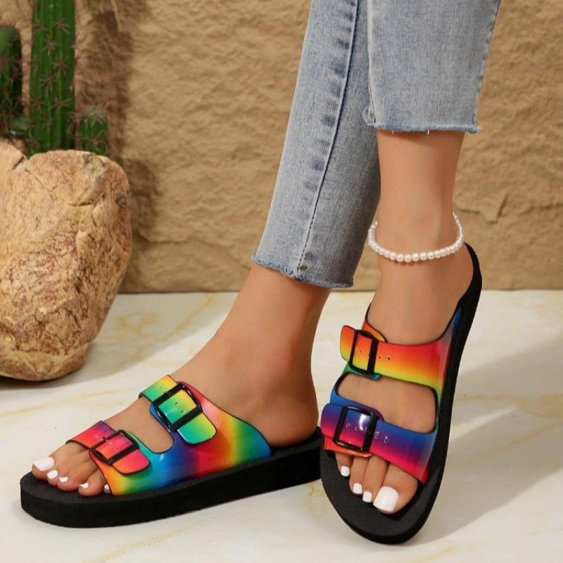 Thick-soled Slippers Women's Slippers Large Size Belt Buckle Light Foam Soft Bottom Color Slippers Women