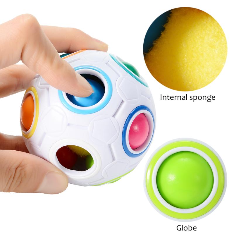 hot! 2 Pcs Magic Rainbow Ball Challenging Puzzle Cube Fidget Toy for Children/Adults