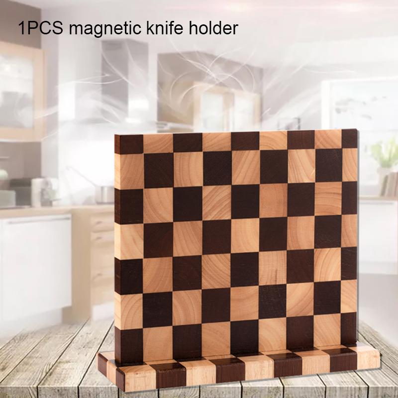 Multifunctional Magnetic Knife Holder Kitchen Knife Block Storage with Enhanced Strong Home Magnetic Stands Acacia Wooden