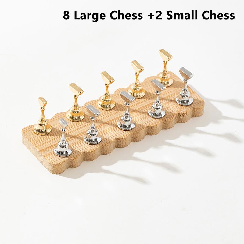 Porte-ongles magnétique double rangée Support d'exposition pour la pratique Vernis gel UV 10 Échecs Base en bois Étagère d'exposition Outil de manucure