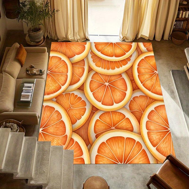 1pc Oranges Pattern Themed Rug for Home Decor, Non-slip Office Carpet, Chair mat, Outdoor Mat, Christmas and Halloween gifts-0731160