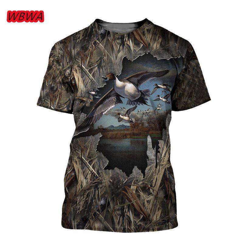 2026 new 3D digital printing duck hunting theme men's short-sleeved T-shirt outdoor leisure round neck breathable sports