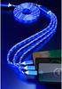 Three-in-One Fast Charging Cable with Flowing LED Lights for Android, iPhone, and Type-C - Seven-Color Night Light