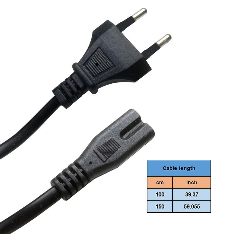 2Pin EU To C7 Extension Cable Cord 2-Prong Power Supply Adapter Wire European IEC Power Cable for Printer Desk Lamp