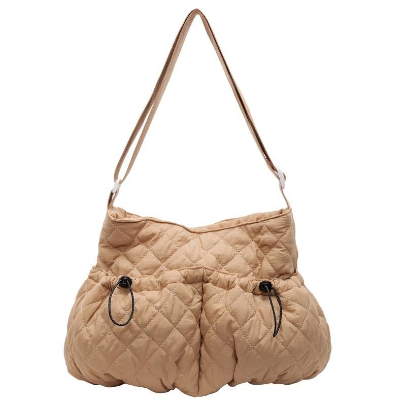 Ielgy Casual Commuter Large-Capacity Shoulder Bag Trendy Lightweight Cotton Padded Clothes Rhombus Cloud Bag
