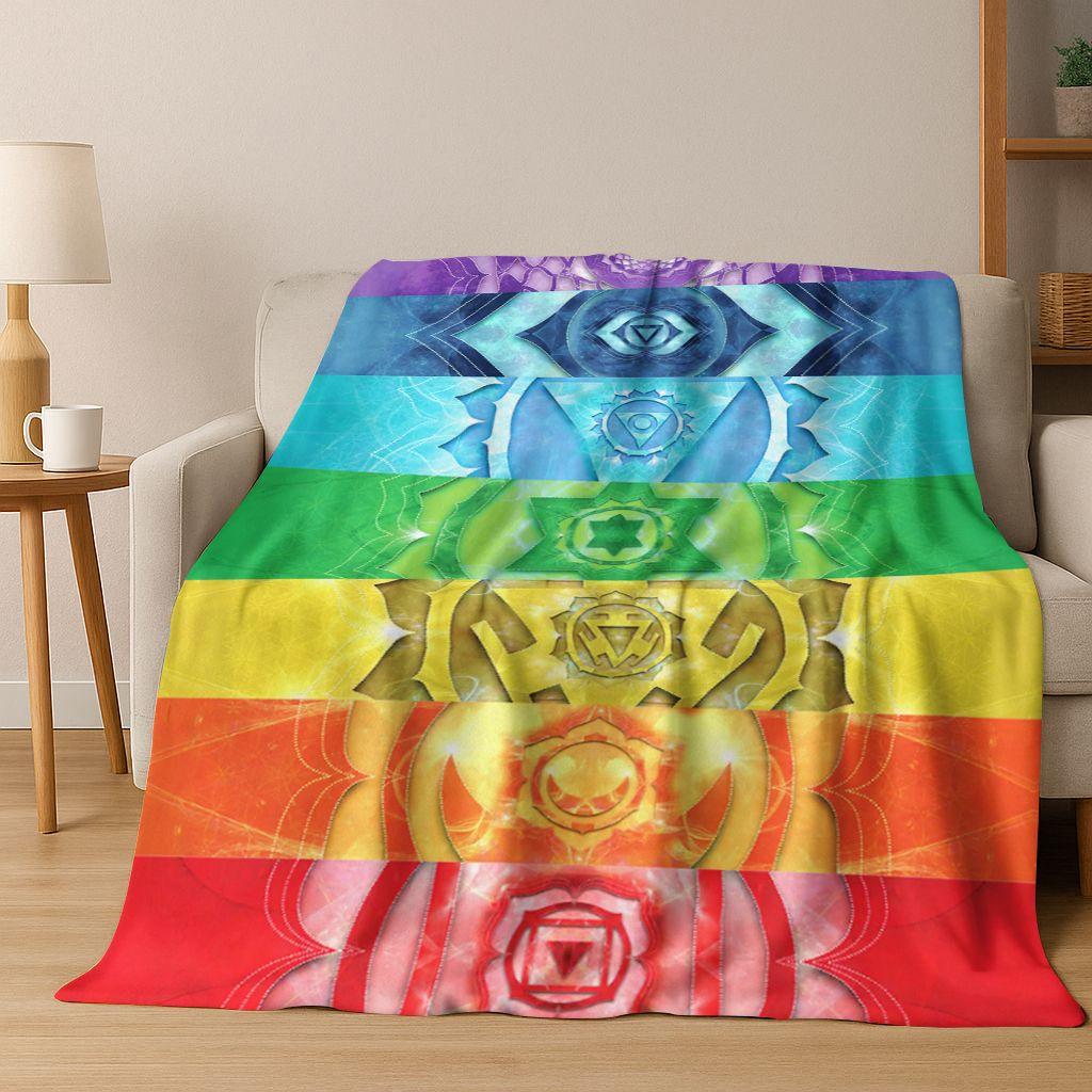 Bohemia Yoga chakra Mandala Spirit Meditation Flannel Blanket,Cozy Soft Throw Blanket for Home Bedroom Bed Sofa Cover Gift Kid