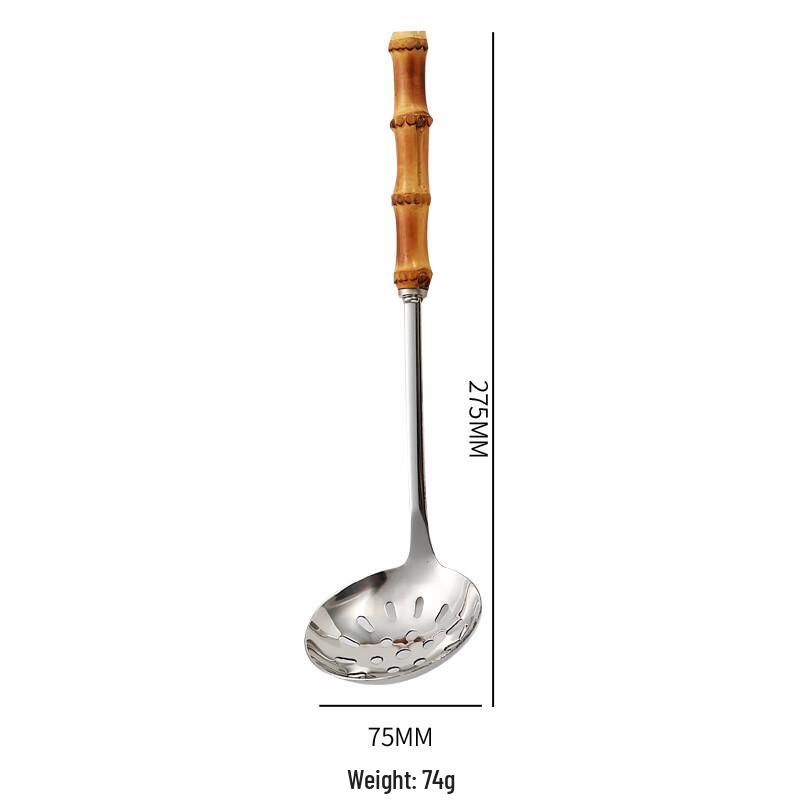 Abay Stainless Steel Ladle & Slotted Spoon Set with Bamboo Handles