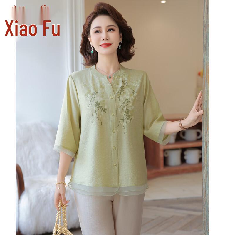 Elegant Mid-Sleeve Top for Mid-Aged Women