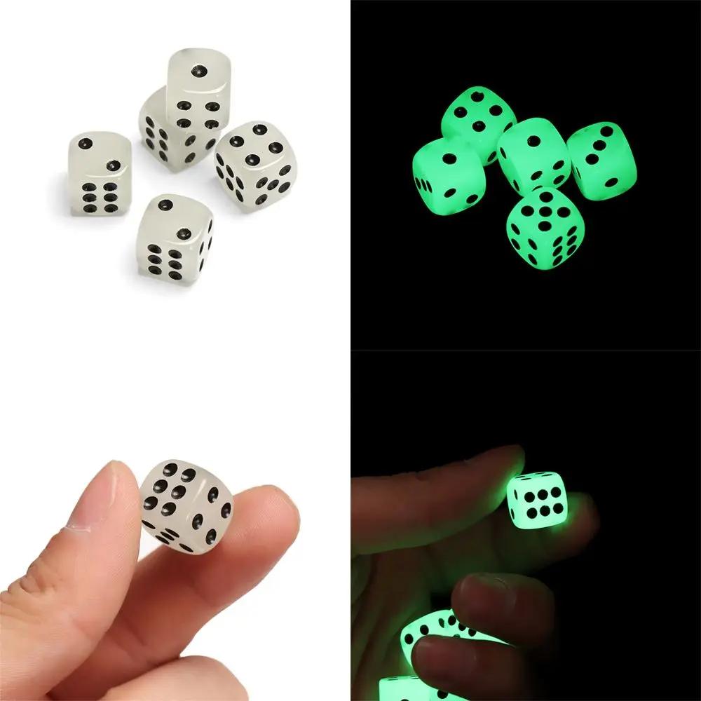5Pcs 14mm 6 Sided Noctilucent Dice Cubes Night Light Luminous Fun Night Bar KTV Entertainment Game Dices