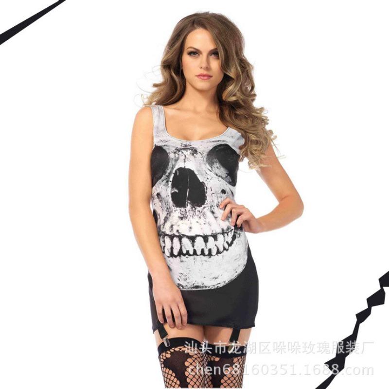 Halloween Skull Costume Zombie Dress, Undead Bar Ds Stage Costume Party Dress Up