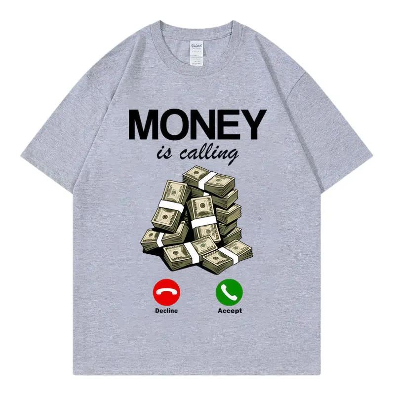 Novelty Money Is Calling Cash Shirt Funny Business Hustler TShirt Black Navy 3D Printing T Shirts Men Business Casual Tee Shirt