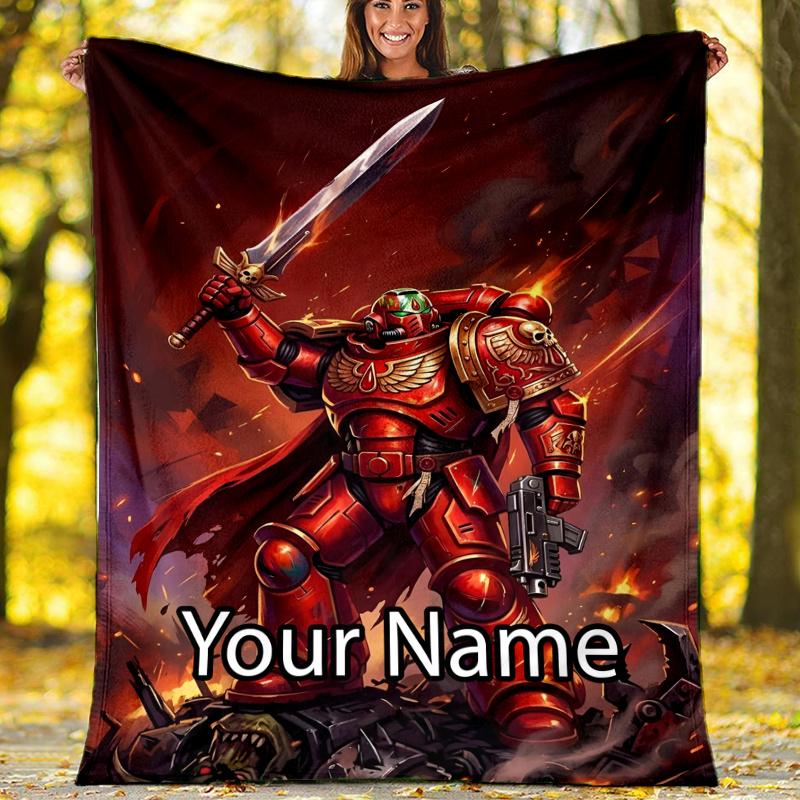 Custom Name Warhammer 40K Theme Printed Blanket - Perfect for Couch, Bed, Travel & Outdoor Use | Machine Washable, Cozy & Durable.