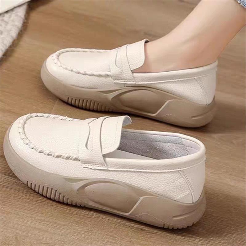 Factory soft leather single shoes women's 2025 new thick-soled soft-soled nurse shoes are not tired of working for a long time, spring and summer leis