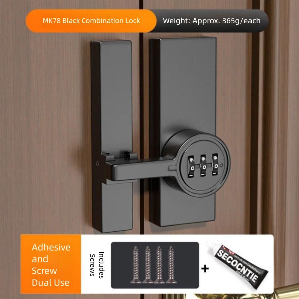 New Zinc Alloy Password Door Lock 3-Digit Password Luminous Barn Door Lock 180 Degree Durable Security Door Buckle Storage Room