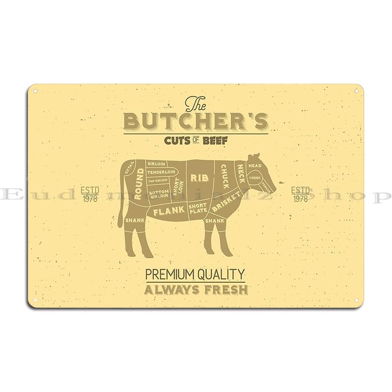 Beef Chart Meat Butcher Meat Cuts Kitchen Art Vintage Victorian Bacon Ham Meat Food Poster Metal Plaques Create Tin Sign Poster