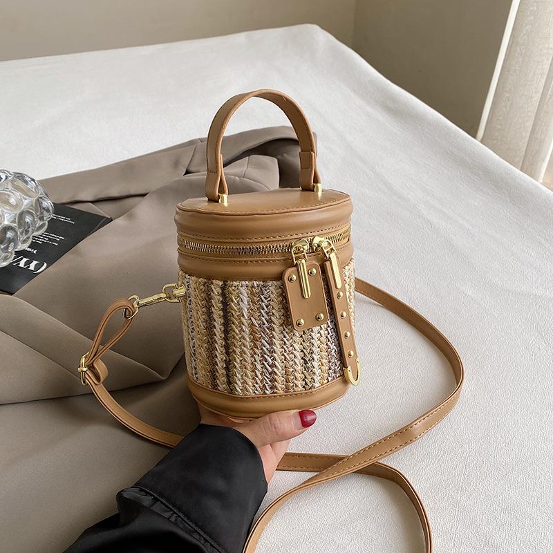 2025 summer new bucket casual women's fashion woven bag bag women's bag woven temperament messenger bag