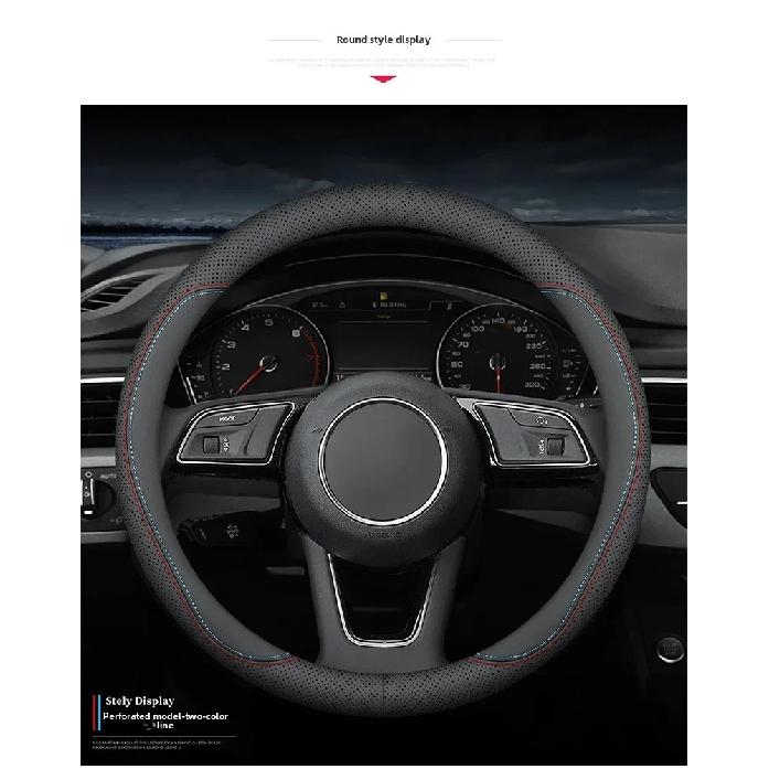 Nappa Leather Steering Wheel Covers,Universal Non-Slip Car Steering Wheel Cover,All Seasons Auto Steering Wheel Protector