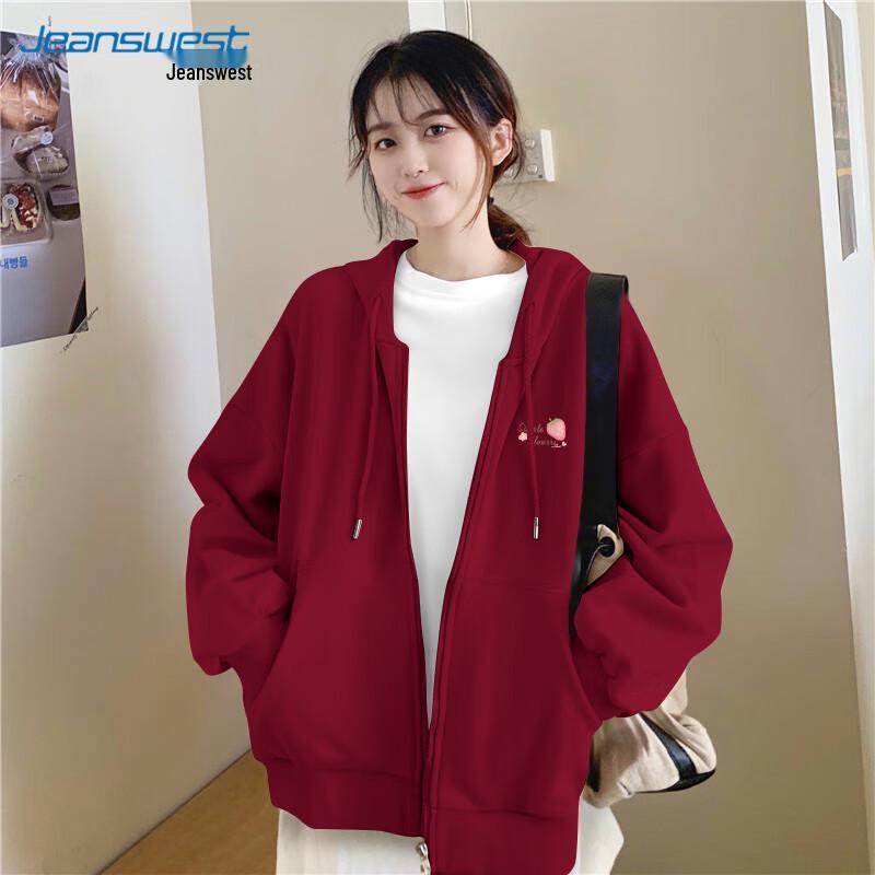 Jeanswest Strawberry Graphic Hooded Zipper Cardigan