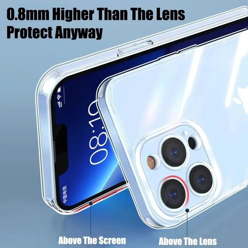 Phone Case For iPhone 17 Air 16 15 14 7 8 Plus 13 12 11 Pro Max Clear Bumper Hard Silicone Luxury Transparent Shockproof Cover