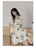 Bamboo Fiber Women's Long Sleeve Wabi-Sabi Nightgown - Mid-Length Autumn Pajamas Dress