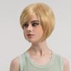 Women's Fashion Short Straight Bob Wig, Blonde Side-Swept Bangs High-Temperature Fiber Synthetic Hairpiece