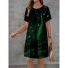 Fashion Women's Crew Neck Dress 3D Casual Color Printing Casual Dress Crew Neck Dress