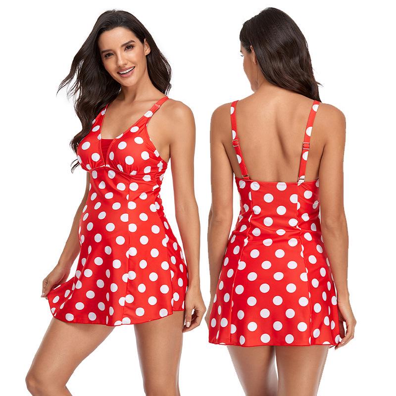 European & American Maternity Loose Split Skirt Bikini One-Piece Print Tankini Swimsuit.