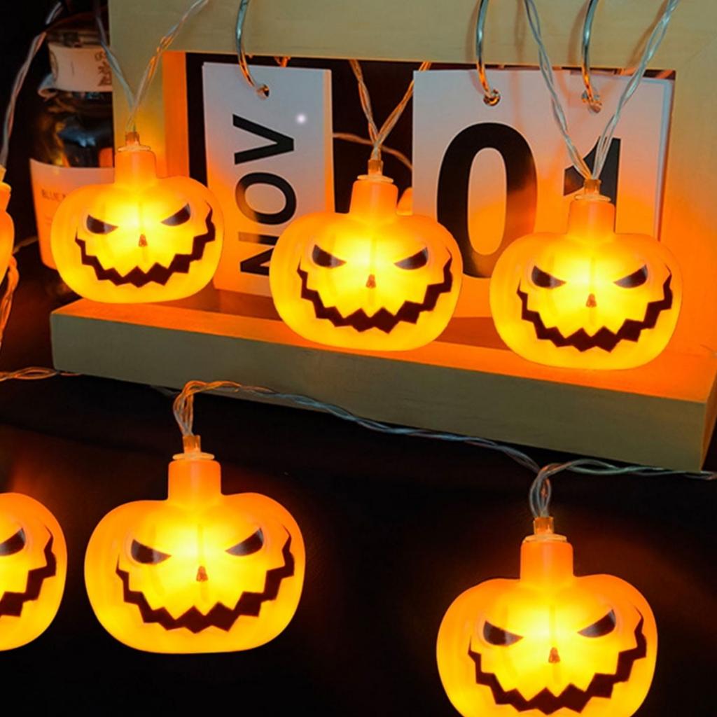 1pc Halloween 10/20 LED Single Layer Pumpkin String Lights Battery Operated For Home Indoor Outdoor Halloween Party Decoration