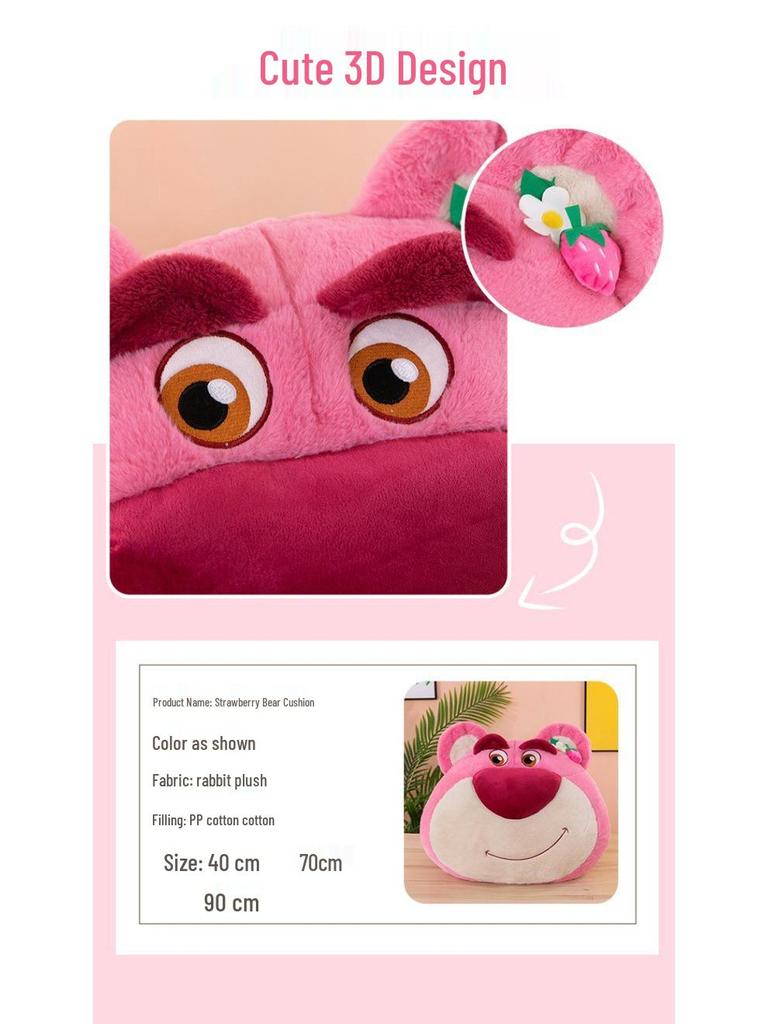 Large Plush Strawberry Bear Hug Backrest Pillow Toy