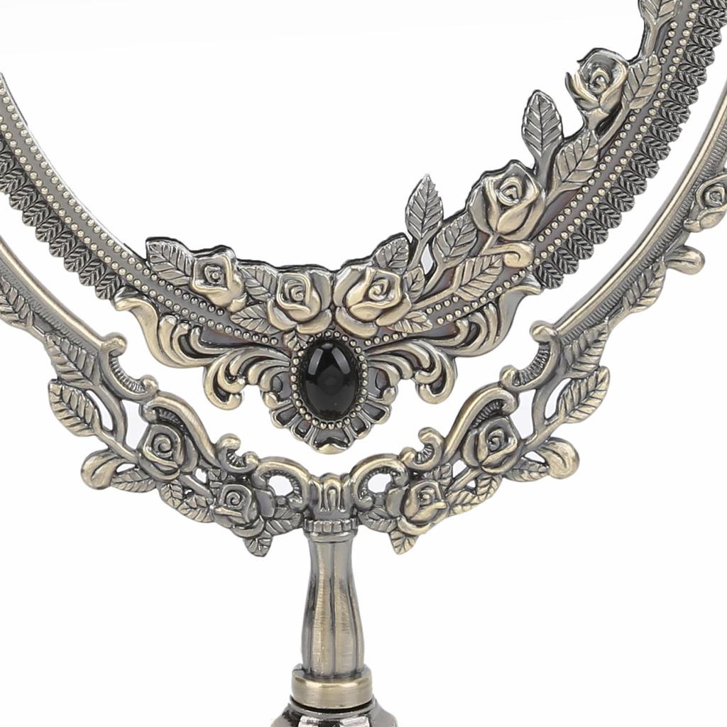 Miroir de Maquillage Européen Métal Rétro Double Face pour Salle de Bain Chambre Dressing(Bronze Grand )