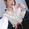 Chiffon Shirt Women's Long-sleeved Spring and Autumn New Style Embroidered Collar Design Niche Style Versatile Top