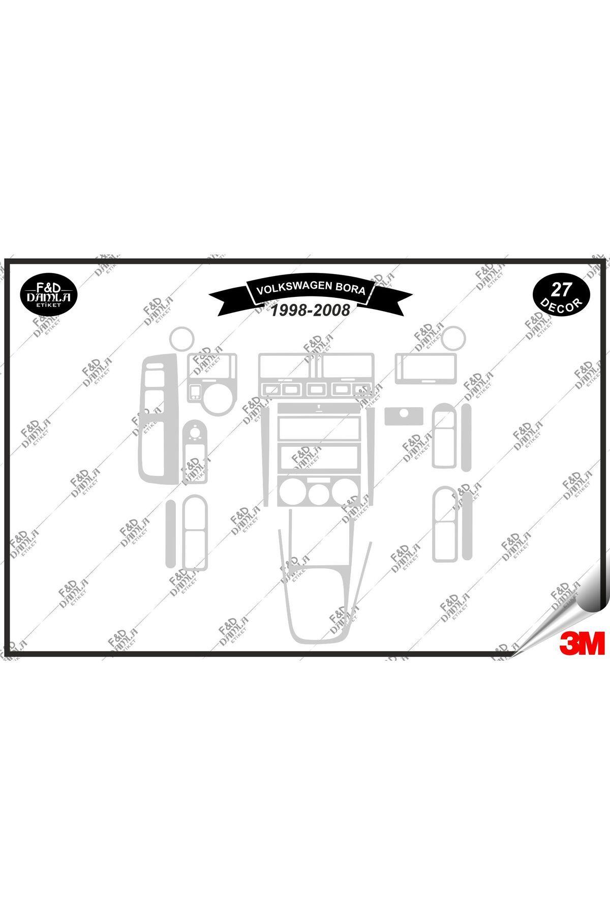 

Volkswagen Bora 1998-2008 Torpido Konsol Trim Göğüs Maun Kaplama Set 27 Parça Gümüş
