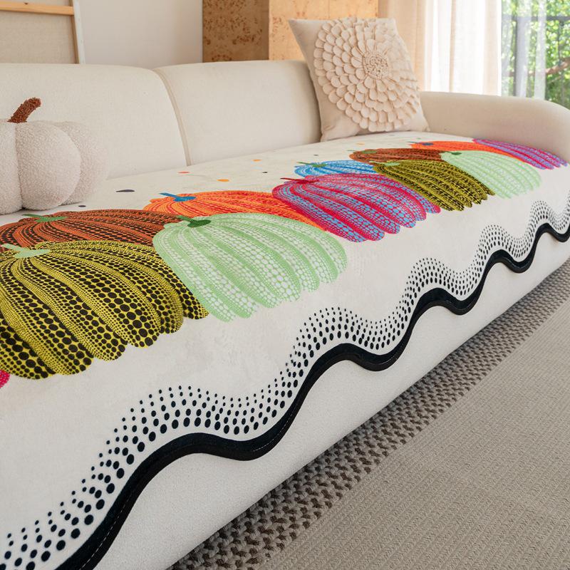 Flannel Irregular Sofa Cushion - 2026 Autumn/Winter Non-Slip Dopamine Seat Cover 90×70 cm