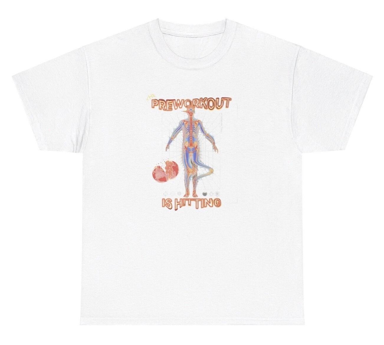 

Футболка Предтреник работает Смешная для тренировок в зале Накачка Юмор Графическая футболка XL