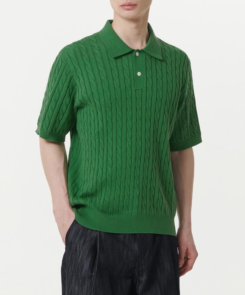MUSINSA STANDARD Cable Knitted Polo Shirt [Irish Green]