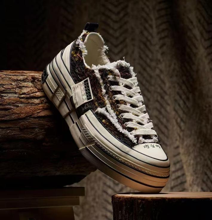 

2026 Vanness Wu Style Black Platform Double-Sided Canvas Shoes for Women & Men - Versatile Climbing Sneakers 36