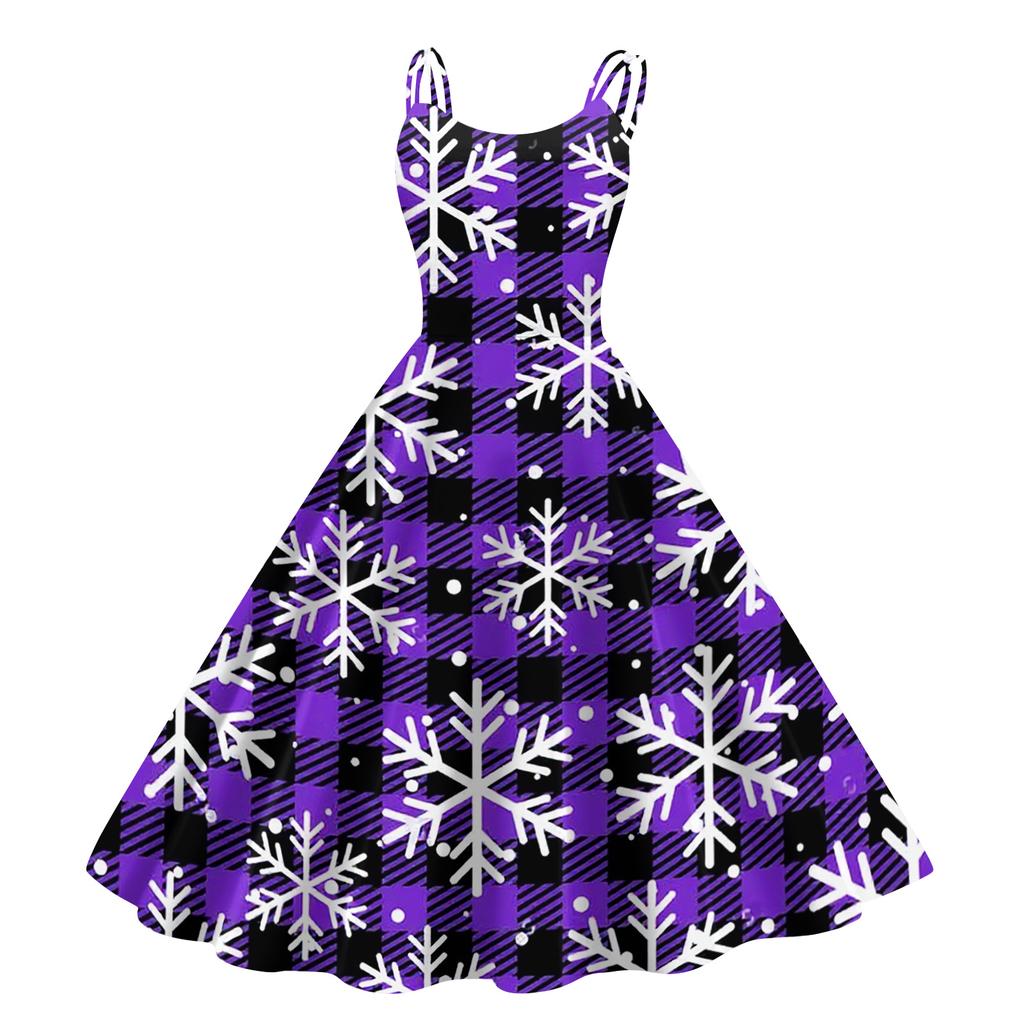 Children's Fashion Casual Christmas Print Sexy Off-the-shoulder Punk Retro Dress