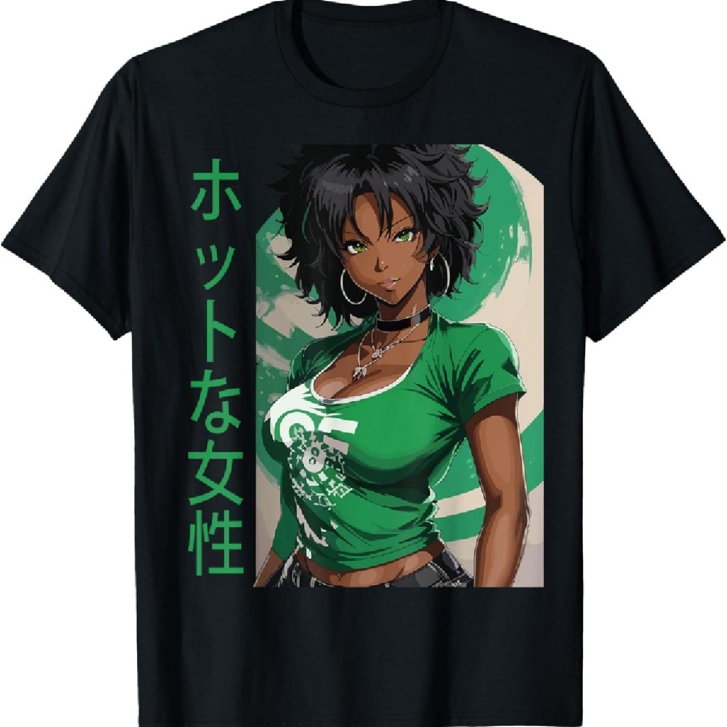 

Черная футболка с аниме-девушкой каваий вайфу эстетика японская женщина XXXXXL